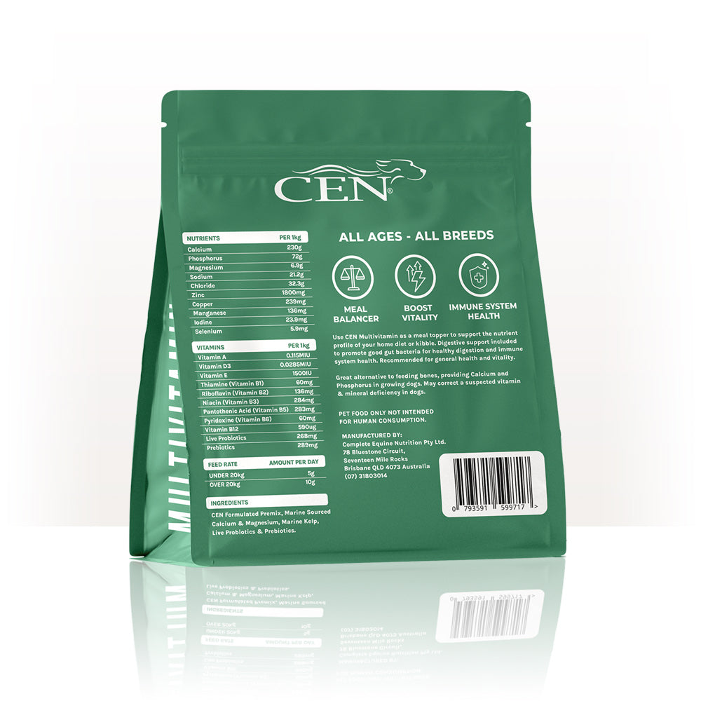 CEN 犬用綜合維他命粉 500g 背面標籤