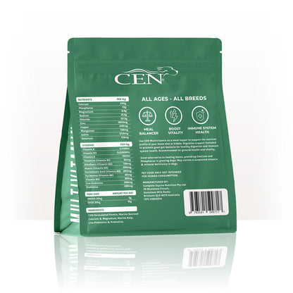 CEN 犬用綜合維他命粉 500g 背面標籤